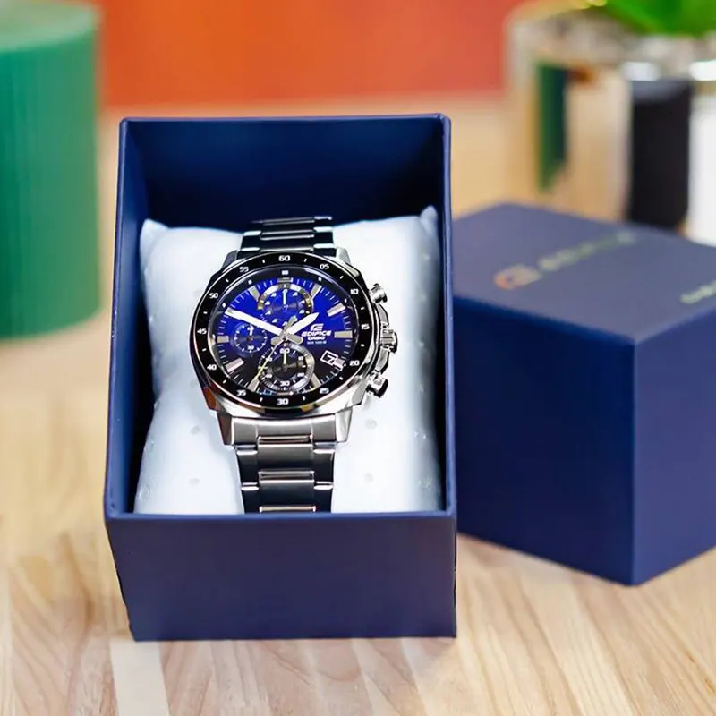 Casio Edifice Standard Chronograph Blue Black Dial Men's Watch- EFV-600D-2AV